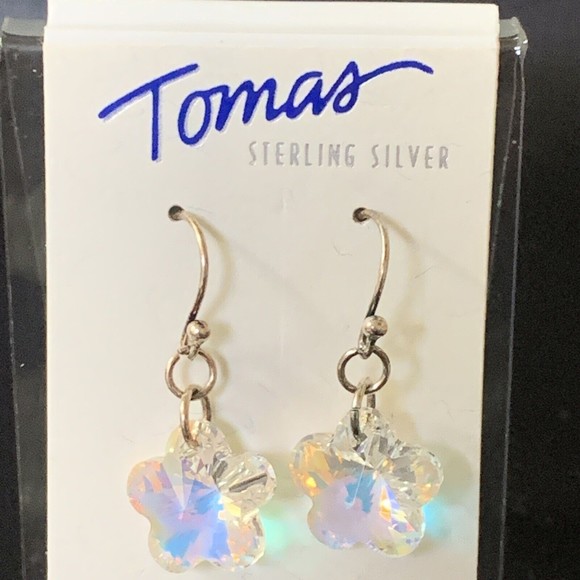Tomas Round plastic stars sparkling shining sky  Sterling Silver Earrings - Picture 1 of 10